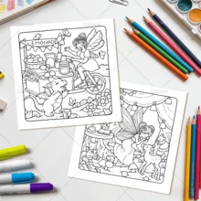 Sách tô màu COZY FAIRIES dành cho người lớn và trẻ em, màu sắc tươi tắn và dễ tô, thiết kế tối giản khổ lớn giúp bạn thư giãn, bao gồm các họa tiết dễ thương và thoải mái (màu sắc tươi tắn và dễ tô), quà tặng Ngày của Mẹ, đồ dùng học tập cho năm học mới. - TIÊN NỮ ẤM ÁP - Xem 10
