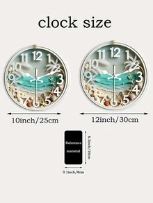 1pc Ocean Themed Silent Wall Clock, Designed With Seaside Theme, Suitable For Summer Or Coastal Decor - Multicolor - View 6