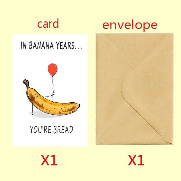 一张独一无二的趣味香蕉面包生日贺卡 - 送给朋友的完美生日礼物（男女通用）。贺卡上写着：“在这个香蕉遍地的世界里，你就是那块面包。”