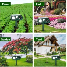 OBOVAY Solar Powered Ultrasonic Animal Repeller, Infrared Sensor, Wide Coverage, Dual Repelling Modes, IP44 Waterproof - Repels Squirrels, Snakes, Mice, Cats, Dogs, Suitable For Outdoor Garden, Yard, Villa, Park, Farm - Multicolor - View 4