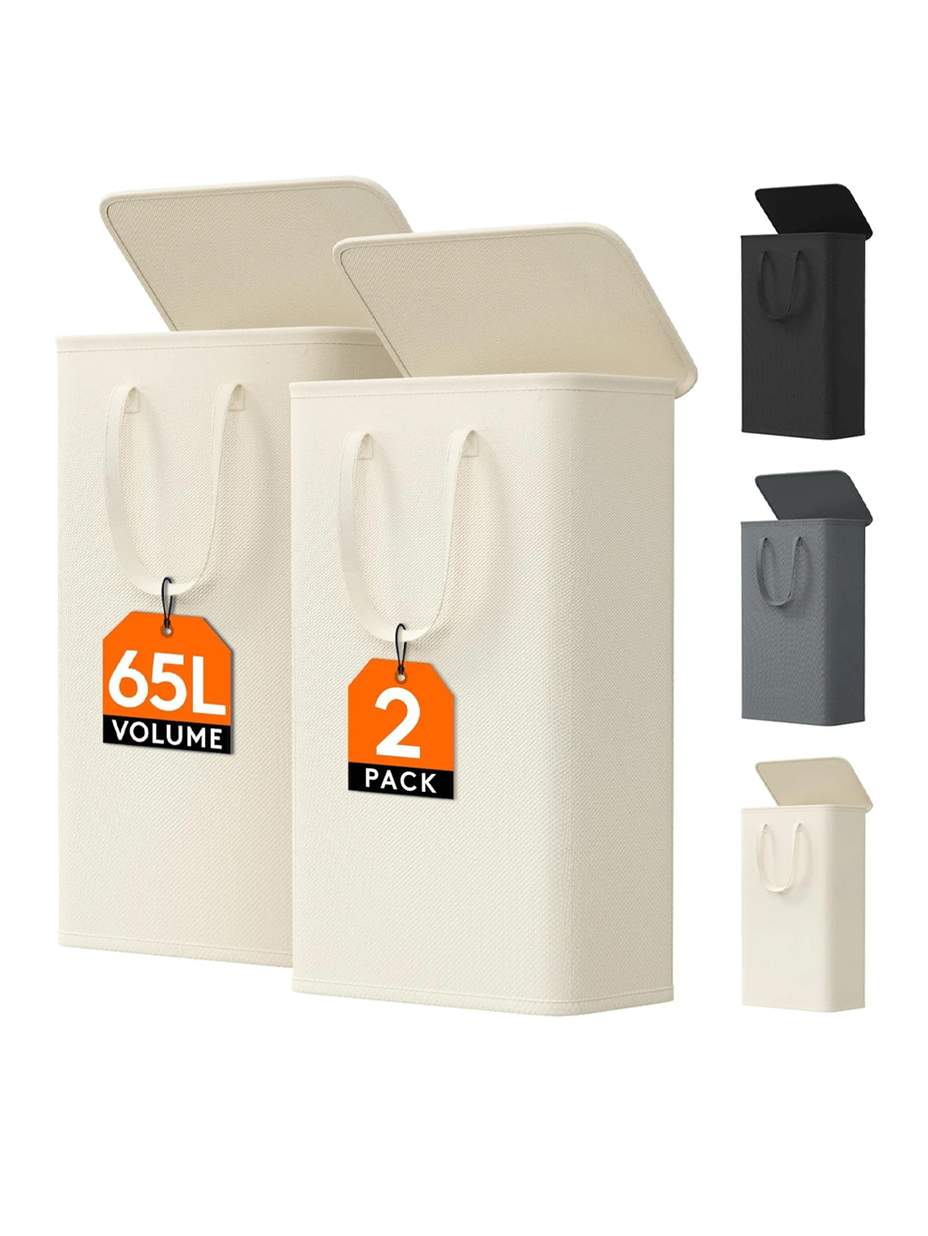 1/2 giỏ đựng quần áo bẩn mỏng 65L có nắp, giỏ đựng quần áo bẩn cao và hẹp có tay cầm, dùng cho phòng giặt và tủ quần áo. - Nhiều màu - Xem 1