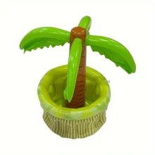 1pc Palm Tree Shaped Inflatable Ice Bucket, PVC Waterproof Large Capacity Inflatable Cooler, Beach Pool Party Ice Beverage Bucket, Outdoor Picnic Gathering Ice Drink Storage Container, Summer Festival Atmosphere Decorative Ornament - Multicolor - View 9