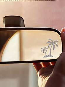 4pcs "Palm Tree Island" Creative Shiny Rearview Mirror Stickers Suitable For Cars, Trucks, Motorcycles, Sparkling Stickers, Super Easy To Apply And Remove Without Residue - Coconut Trees - View 3
