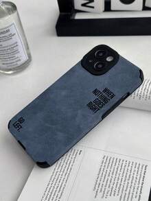 1pc Denim Blue Faux Leather Inspirational English Slogan Phone Case, "WHEN NOTHING GOES RIGHT GO LEFT" Personalized Text Print Full Coverage Shockproof Soft Shell, Compatible With IPhone 11/11 Pro/11 Pro Max/12/12 Pro/12 Pro Max/13/13 Pro/13 Pro Max/14/14 Pro/14 Pro Max/15/15 Pro/15 Pro Max/16/16 Pro/16 Pro Max/17/17 Pro/17 Pro Max, Versatile Protective Cover For Couples And Friends - Multicolor - View 6