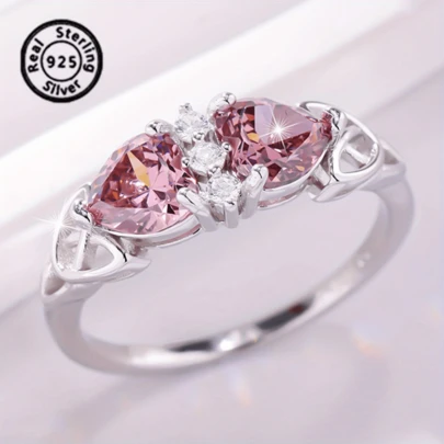 1pc S925 Sterling Silvery Women's Simple Fashion Elegant Heart-Shaped Jewelry Ring, Suitable For Birthday Anniversary Parties, New Year's Day, Valentine's Day, To Celebrate The Holiday Date Confessions Gift