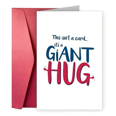 1 Thiệp chúc mừng cỡ lớn "Cái ôm khổng lồ" kèm phong bì - Thiết kế ấm áp và yêu thương "Đây không chỉ là một tấm thiệp, mà là một CÁI ÔM KHỔNG LỒ", hoàn hảo để thể hiện tình cảm với bạn bè, gia đình và người thân yêu. Thiệp cỡ lớn độc đáo cho mọi dịp, bên trong để trống để viết lời nhắn cá nhân.