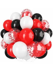 35件組紅、黑、白氣球，10英吋啞光紅、黑、白氦氣乳膠氣球套組附紅色箔紙亮片，適合賽車主題生日派對、婚禮、畢業派對與裝飾 - 查看 1