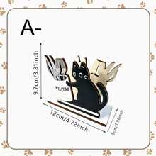 1pc Cute Black Cat Wooden Tissue Box Holder, Creates Warm And Whimsical Dining Atmosphere, Practical Napkin Dispenser For Kitchen Cabinet, Summer Home Decor, Perfect Holiday Gift, Upright Tabletop Decor For Afternoon Tea, Cafe And Modern Living Room - Multicolor - View 10