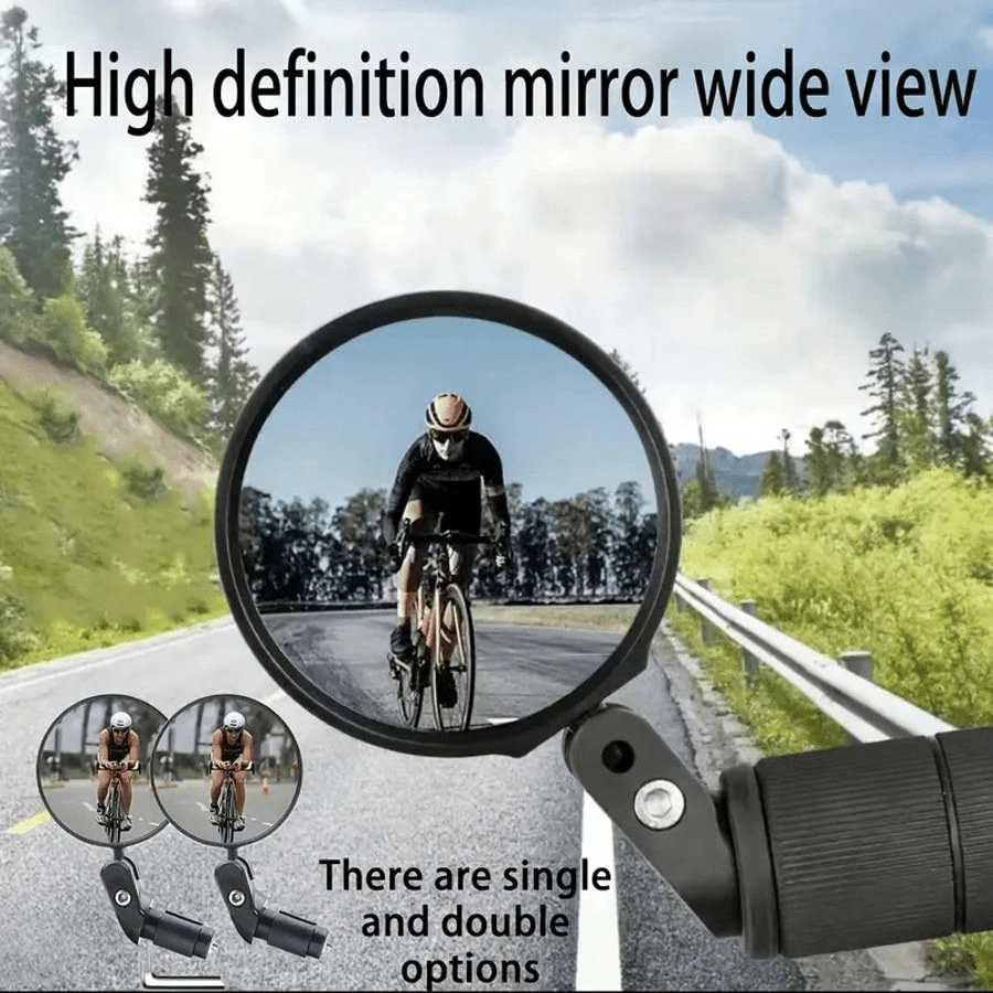 1/2 piezas Espejo retrovisor de bicicleta - Montaje en manillar rotatorio 360°, resistente a golpes, adecuado para bicicletas de montaña y de carretera - Espejo elástico 3D ajustable, visión trasera talla grande clara