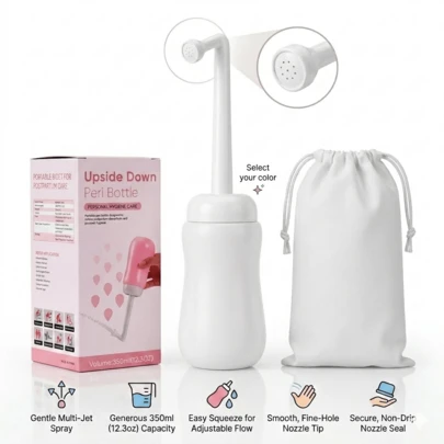 350ml Portable Spray Cleaner - Medical Grade EVA Handheld Postpartum Wash Bottle With 60° Angle Nozzle - Ergonomic Soft Squeeze Cleaner For Postpartum Care, Hemorrhoid Relief, Menstrual Hygiene And Travel - Leak-Proof Sealed Hidden Design, Suitable For Pregnant Women, Postpartum, Women, Postoperative Hygiene, Hemorrhoid Care, Prenatal/Postnatal Hygiene, Postpartum Care, Menstrual Period, Hemorrhoids, Patient Care, Baby Care, Elderly Care, Bathroom, Outdoor Camping