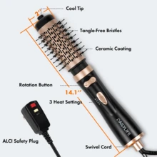 DAILYLIFE Rotating Hair Dryer Brush, Hot Air Spin Brush Set With 2 Inch And 1.5-Inch Brushes, Ionic Function And ALCI Safety Plug - US A Type Plug(110-127V) - View 2