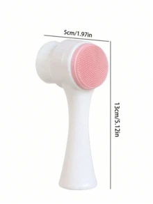 Double-Sided Double-Ended Facial Cleansing Brush, 2 Colors Available (Blue And Pink) Soft Bristle Silicone Face Brush, Manual Deep Pore Cleansing Brush, Blackhead Removal Facial Cleansing Tool, Suitable For Sensitive Skin/Home/Travel, Facial Skincare Tool - Multicolor - View 9