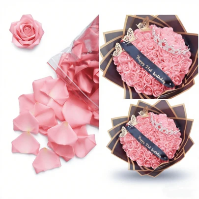500片缎带花瓣，半成品，持久耐用，适用于婚礼中心装饰、餐桌装饰、周年纪念、生日等场合。