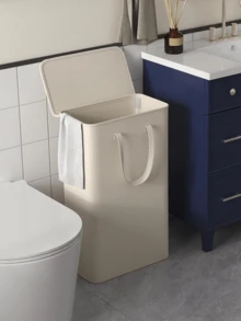 1/2 giỏ đựng quần áo bẩn mỏng 65L có nắp, giỏ đựng quần áo bẩn cao và hẹp có tay cầm, dùng cho phòng giặt và tủ quần áo. - Nhiều màu - Xem 6