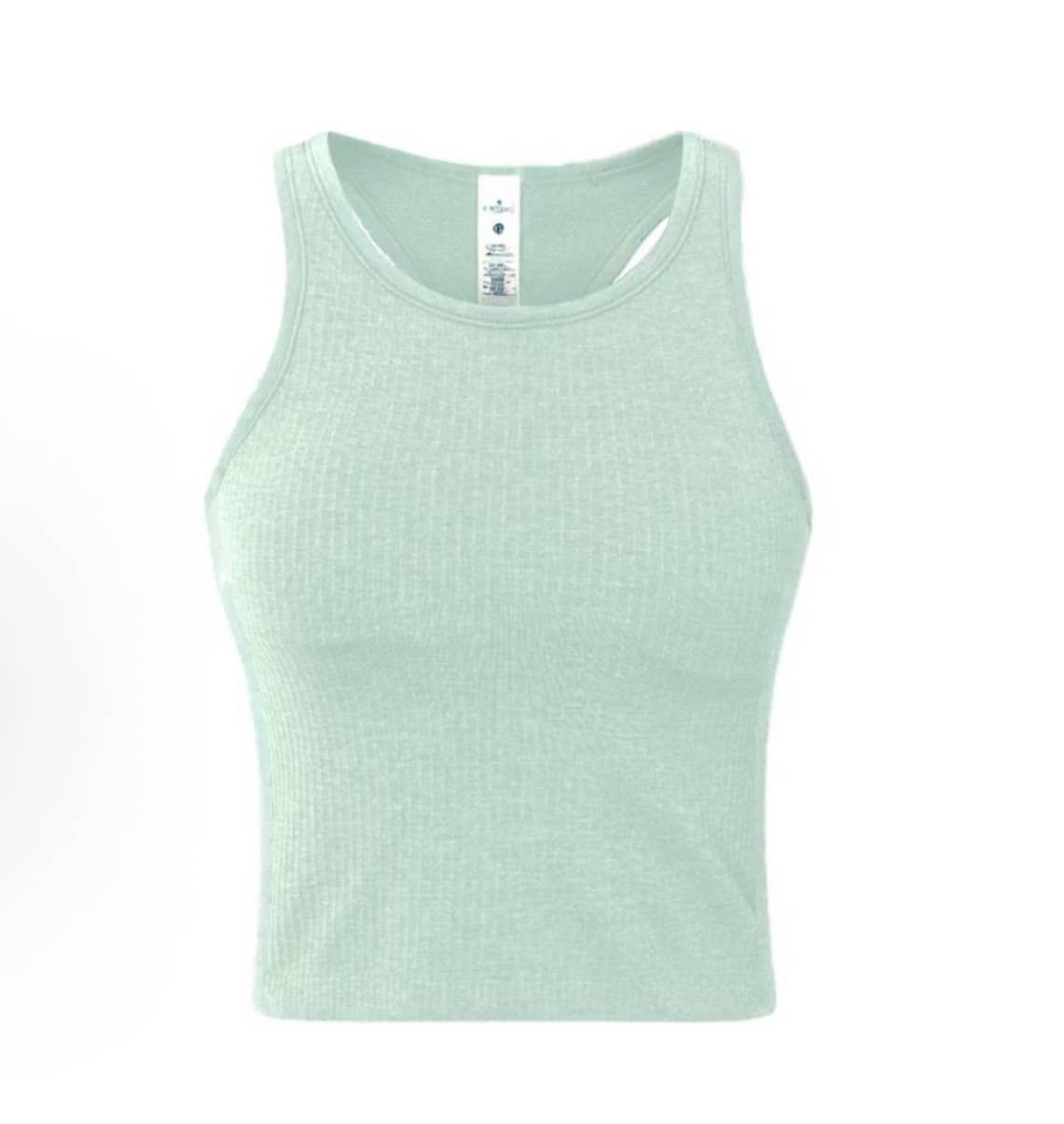 Lululemon Ebb To Street Cropped Racerback Tank | Seamless Ribbed Texture With Built-In Bra, Moisture-Wicking Stretch Studio-To-Street Essential - Mint Green - View 1