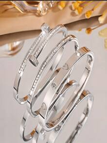 3件套/1件不锈钢手链，防水，男女皆宜，适合日常佩戴，母亲节、宰牲节等节日礼物。 - 銀色 - 查看 4