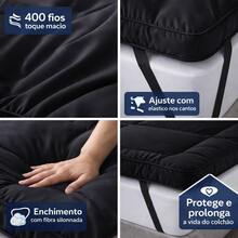 Pillow Top Casal 400 Fios – Macio, Matelado com Fibra Siliconada - Preto - Visão 7