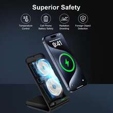 Đế sạc không dây cao cấp 15W, sạc nhanh, tương thích với iPhone 17/16/15/14/13/12 Pro Max, 11, XS, XR, X, 8, S23/S22, cổng Type-C. Thích hợp làm quà tặng tốt nghiệp hoặc quà tặng nhân dịp Ngày Tưởng niệm. - màu đen - Xem 8