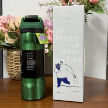 24oz/32oz Insulated Stainless Steel Water Bottle With Straw Aesthetic Floral Printed Reusable Cup, Leakproof Sports Tumbler With Carry Loop, Cute Travel Mug For College, Gym & Office, Ideal Gift For Her, Modern Pastel Aesthetic Water - 嘿綠色 - 查看 2