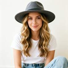 Unisex Vintage Fedora Hat, Adults Classic Wide Brim Bowknot Jazz Cap Black, Grey - 灰色 - 查看 4