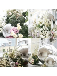 4pcs Silver Inflatable Mirror Reflective 4D Aluminum Foil Balloon Set - Reusable Disco Balloons Suitable For Birthday Party Decor, Holidays, Weddings And Various Events - A - View 7