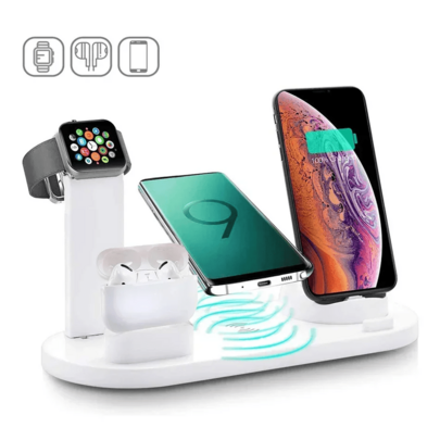 Cargador inalámbrico de escritorio de 15W 3 en 1, carga rápida compatible con iPhone 17/16/15/14/13/12 y auriculares, base de carga inalámbrica