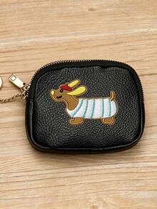 2025新款可爱腊肠犬刺绣零钱包，迷你零钱包，耳机盒，钥匙扣钱包（女士款） - 彩色 - 查看 7