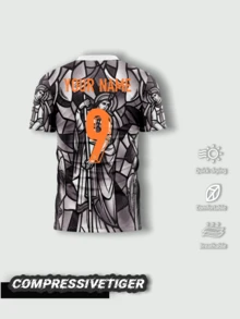 2026 International Football England Special Edition Customized Football Jersey - Personalized Name And Number, St. George Pattern, Saint Art Pattern, Breathable Football Shirt, Customized Men's Sportswear - Grey - View 2