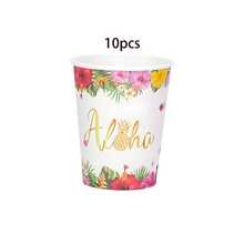 10pcs/20pcs/50pcs/80pcs Hawaiian Party Supplies, Flamingo & Palm Leaf Pattern Tropical Party Paper Tableware Set, Including 7/9 Inch Paper Plates, Paper Cups, 6.5 Inch Paper Napkins, Hawaiian Theme Birthday Party Decorations, Suitable For Summer Beach Pool Party For Men And Women - Multicolor - View 9