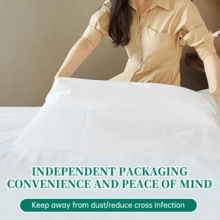 Set de 4 piezas de ropa de cama desechable y portátil para viajes, ropa de cama de hotel de un solo uso, ropa de cama para viajes de negocios para hotel, hospital, tren, camping, playa, vuelta al colegio, empaque con diseño aleatorio - Multicolor - Ver 5