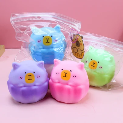 1pc Creative Stress Relief Capybara Cake Squishy Toy, Cute Soft Slow Rebound Squeeze Vent Gift, Random Color
