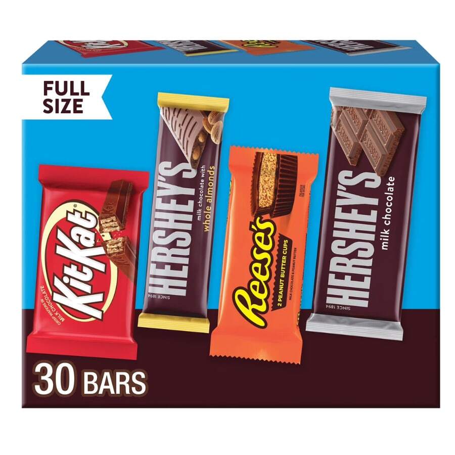 HERSHEY'S Variety Pack Milk Chocolate Candy 30 Pack – Full Size Assorted Classic Chocolate Bars - 5ml - View 1