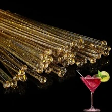 100 que khuấy bằng acrylic trong suốt, màu vàng sáng bóng - dài 7,24 inch, thích hợp cho đám cưới, Giáng sinh, sinh nhật, sự kiện ngoài trời, quán bar, tiệc độc thân, cửa hàng đồ uống, tiệm bánh, tiệc tốt nghiệp. - Nhiều màu - Xem 5