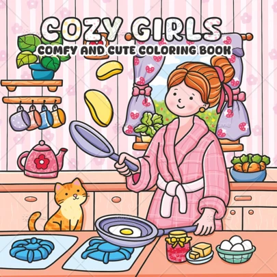 COZY GIRLS Coloring Book For Adults & Kids, Bold & Easy, Minimalist Large Designs To Help You Relax, Includes Cute Comfortable Patterns (Bold & Easy To Color), Mother's Day Gift, Back To School Supplies