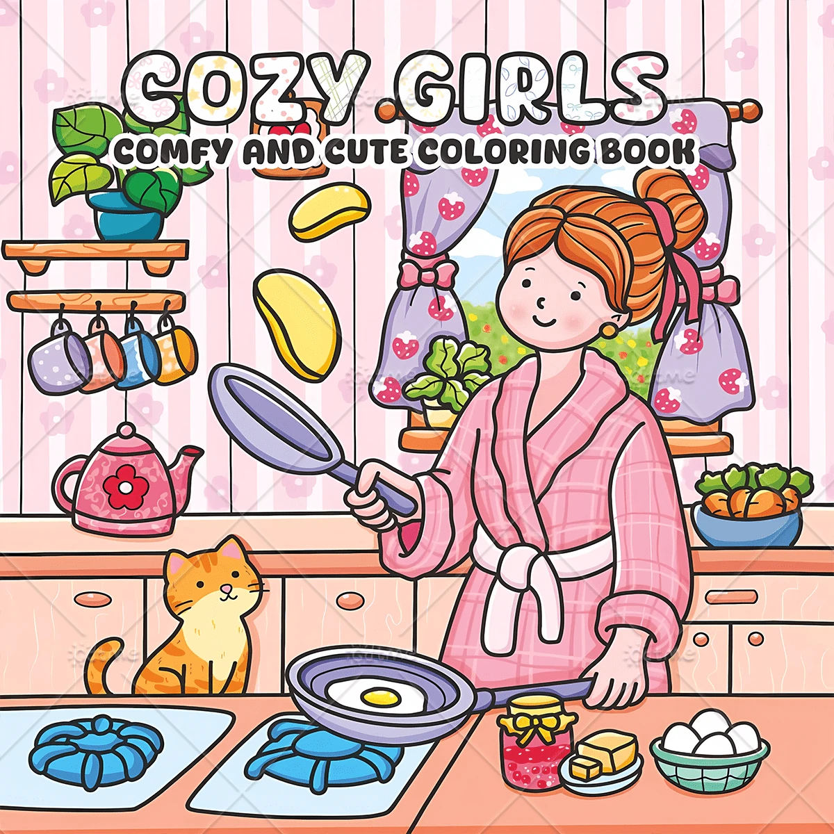 Sách tô màu COZY GIRLS dành cho người lớn và trẻ em, đậm nét và dễ tô, thiết kế tối giản khổ lớn giúp bạn thư giãn, bao gồm các họa tiết dễ thương và thoải mái (đậm nét và dễ tô), quà tặng Ngày của Mẹ, đồ dùng học tập cho năm học mới.