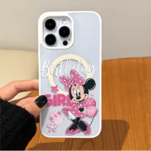 Disney.‌ What Cute Minnie Mouse Patterned Phone Case Decorated With Pink Bows And Balloons What Compatible With IPhone 17 16 15 14 13 12 And 11 Pro Models Made Of TPU With Shockproof Protection Ideal Gift For Family Friends Birthdays Holidays And Special Occasions - trắng - Xem 2