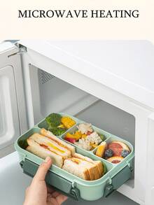 niceforyou 4-Compartment Odor-Proof Japanese Style Sealed Bento Box Set | Includes Utensils + Soup Cup, Fitness & Weight Loss Meal Solution 1300ml Extra Large Capacity! Japanese Style Divided Bento Box | Microwave Snap-Lock Sealed, Portable Lunch Box For Students / Office Workers - Multicolor - View 6