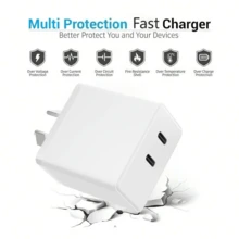 Cargador rápido USB-C de 20W, incluye cable de datos USB-C a USB-C de 1M, compatible con iPhone 17/17 Plus/17 Pro/17 Pro Max/16/15 Series, Pro y otros dispositivos - Enchufe Australia(220-240V) - Ver 2