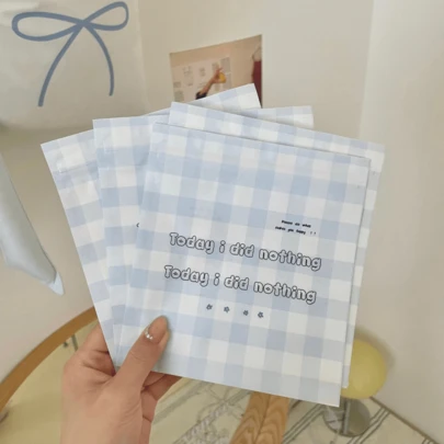 50pcs/Pack Holiday Party Gift Packaging Bags, Self-Sealing High-End Gift Bags, Blue Plaid Pattern Ladies Small Gift Bags, Suitable For Party Birthday Gift Packaging, Daily Storage Self-Sealing Bags.