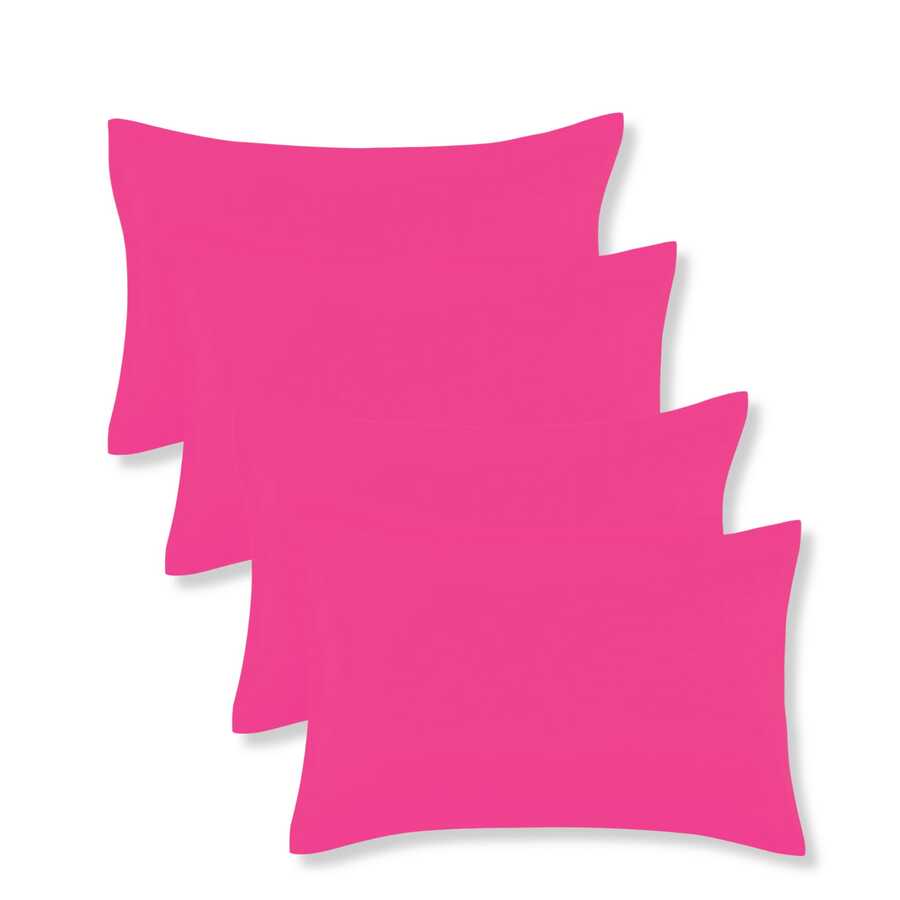 4 Standard Pillowcases, Cotton Feel, Various Colors, Microfiber - Pink - View 1