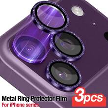 XINHONGYU Bộ 3 miếng dán bảo vệ ống kính camera tương thích với iPhone 17/17 Pro/17 Pro Max/17 Air/16/16e/11/12/13/14/15/15 Pro/Pro Max/Plus/Mini, kính cường lực 9H, thời trang và bền bỉ, chống trầy xước. - Màu tím - Xem 8