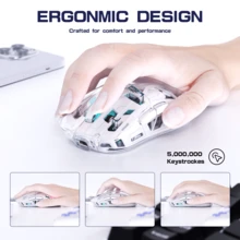 ATTACK SHARK A2 Transparent Wireless Gaming Mouse,Dual Mode BT 5.0/2.4G PC Gaming Mice,PixArt 3212 5 Adjustable DPI,Rechargeable Silent Mouse With Digital Screen,RGB Backlight Mouse - View 8