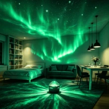 1pc LED Projection Night Light, Northern Lights Starry Sky Projector, Multi-Color Remote Control Romantic Atmosphere Lamp Suitable For Bedroom Home Theater Ceiling Decoration - Multi-color light - View 10