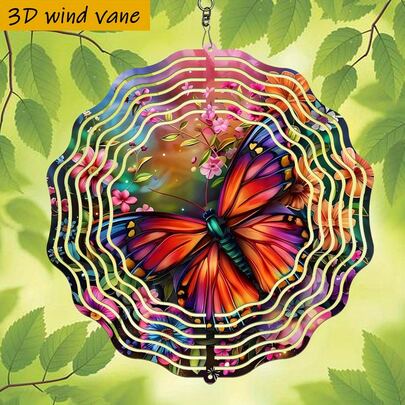 1 قطعة "الفراشات ترقص في الزهور" 25.5 سم/10 بوصة * 25.5 سم/10 بوصة مع خطاف دوار، دوار إبداعي 360 درجة DIY، ديكور معلق على الباب الأمامي للخارج بدون كهرباء (لا يشمل الحلية)، طراز عشوائي