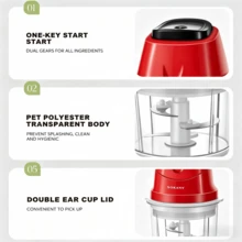 SOKANY 06009 電動迷你食物切碎機 250W 強力馬達 0.7L 精巧容量 3 刀片刀頭 透明杯身 易拆卸易清洗 一鍵切碎/切蒜/嬰兒食品通用 完美廚房小幫手 - 棕色 - 查看 10