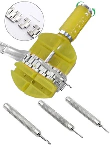 1/14pcs Blue/Yellow Watch Band Removal Repair Tool Kit - Watch Strap Adjustment Tools, Includes Removal Tools, Band Tool Set, Watch Strap Adjustment, Replacement And Resizing Repair Kit, Watch Hammer, Spring Bar, Perfect Gift For Watch Enthusiasts - Multicolor - View 4