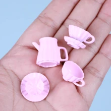 1/12 Scale Alloy Material Miniature Realistic Drip Coffee Pot Set, Pink Coffee Pot, Small Bowl, Cup, Dollhouse Decor, Architectural Diorama Accessory, Photography Prop - Pink - View 12