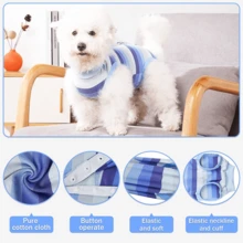 1 bộ đồ phục hồi cho chó PETCHIC, bộ đồ phẫu thuật triệt sản/thiến bằng viscose, phù hợp cho cả chó đực và chó cái, giải pháp thay thế cho thuốc xịt chống quấy rối, quần áo bảo vệ da (màu xanh) - Màu xanh lam - Xem 7