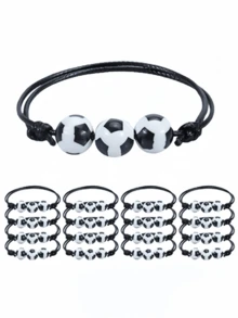 1 chiếc vòng tay hạt cườm điều chỉnh được hình quả bóng đá World Cup, trang sức thể thao, quà tặng tiệc bóng đá, phụ kiện dành cho người hâm mộ và quà tặng sự kiện. - Một kích cỡ phù hợp cho tất cả - Xem 1