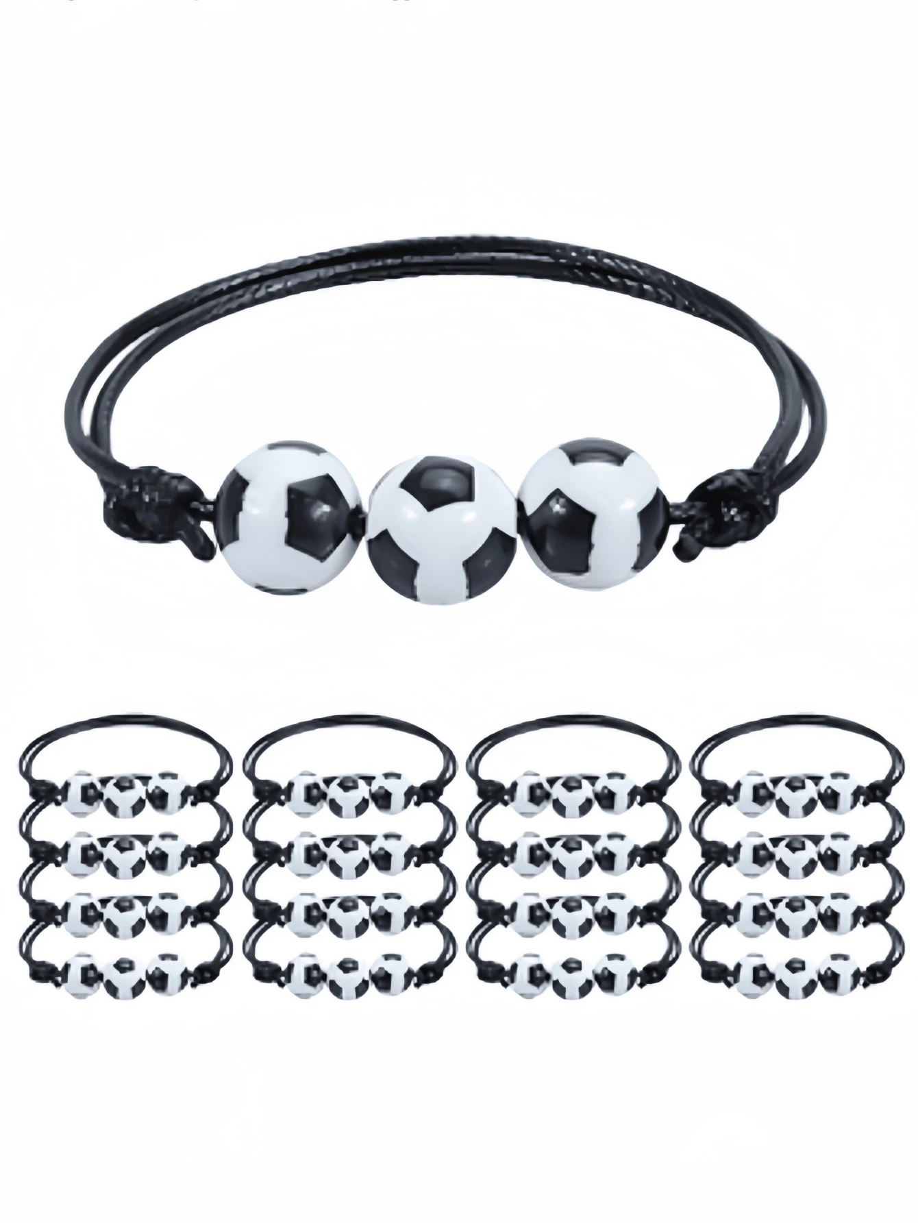 1 chiếc vòng tay hạt cườm điều chỉnh được hình quả bóng đá World Cup, trang sức thể thao, quà tặng tiệc bóng đá, phụ kiện dành cho người hâm mộ và quà tặng sự kiện. - Một kích cỡ phù hợp cho tất cả - Xem 1